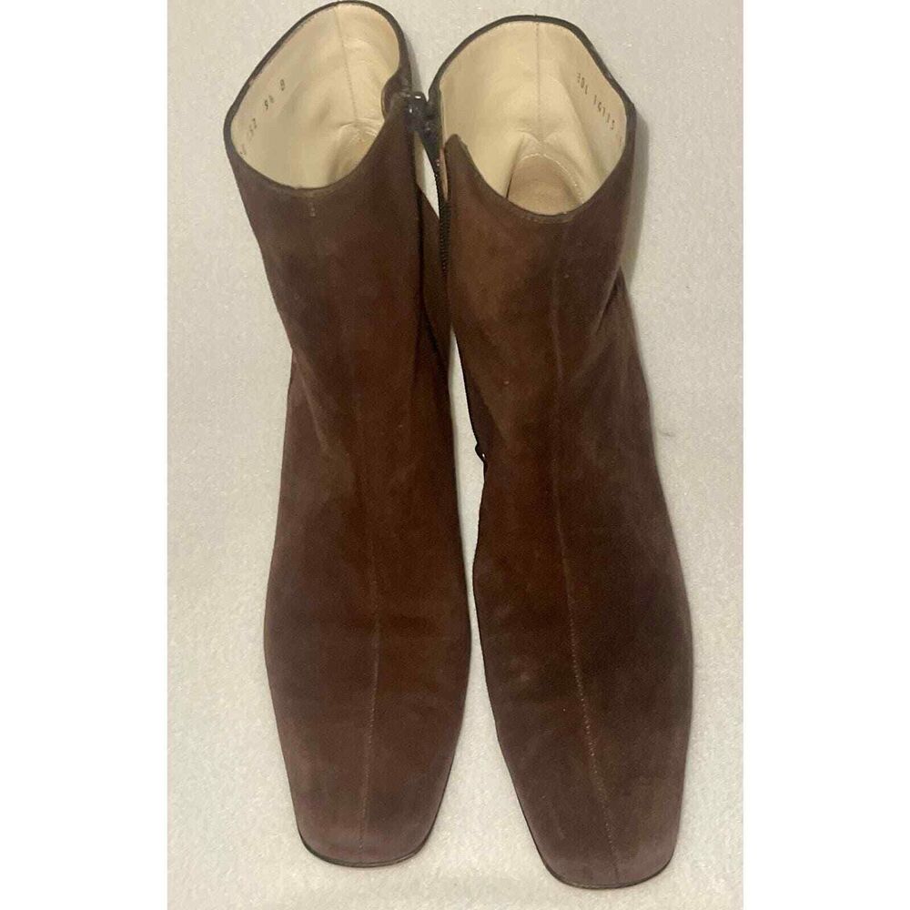 SALVATORE FERRAGAMO Designer Brown Suede Ankle HEELED BOOTS Woman’s Size 9.5
